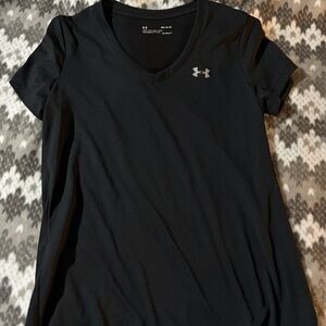 Under Armour Black V-Neck Tee with Gray Logo